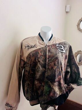Vintage 90s Chase Authentics Dale Earnhardt #3 Camo bomber jacket Team Realtree